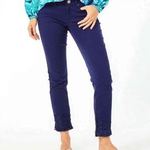 Women’s 8 Lilly Pulitzer South Ocean Skinny Crop Fringe Jeans